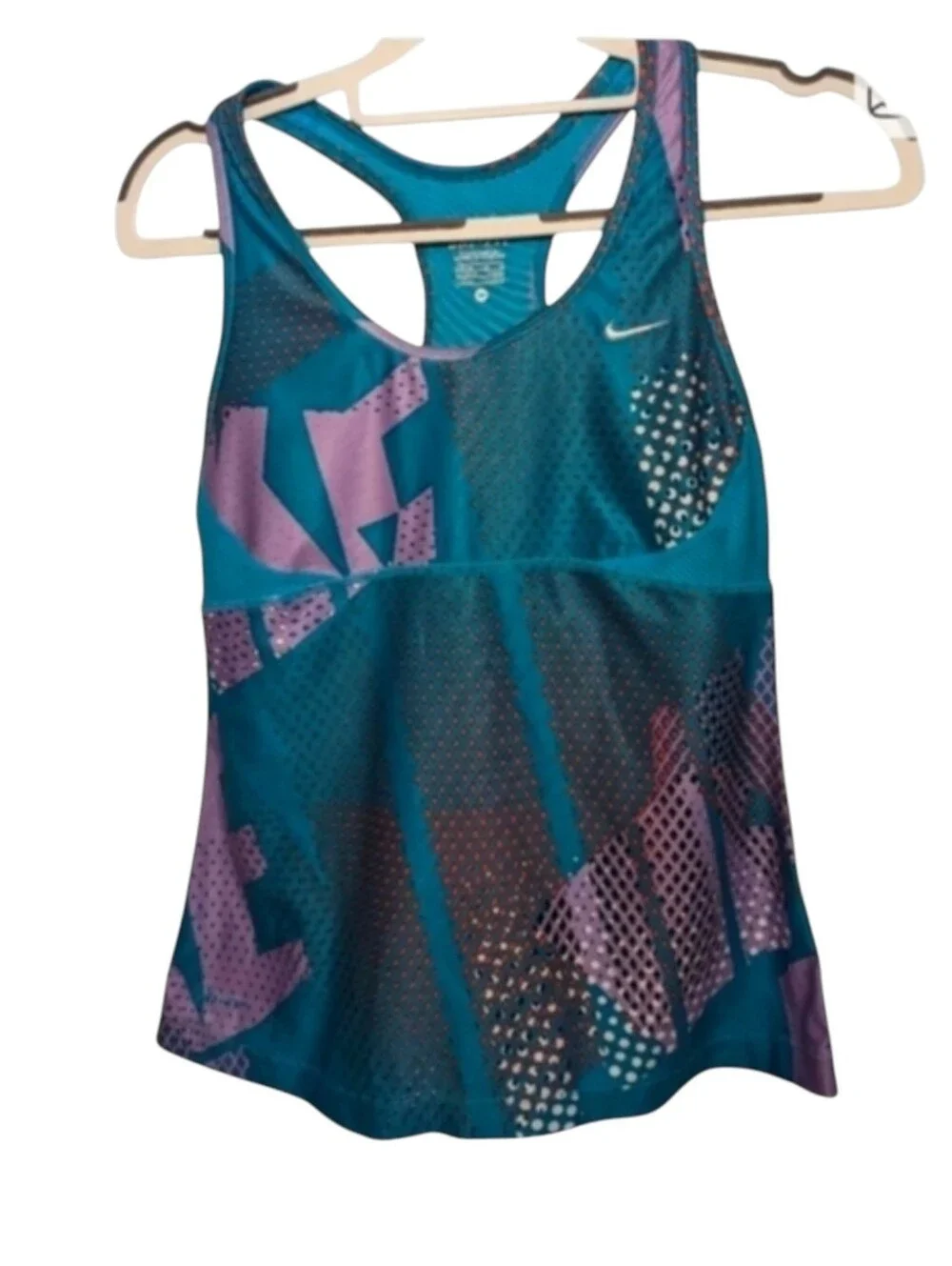 Nike Dri-Fit Athletic Blue & Purple Racerback Tank with Built in Bra Size Medium